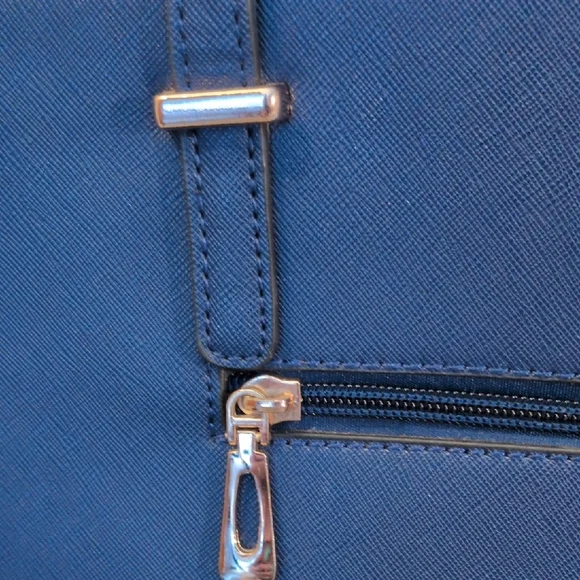 kate spade navy blue tote with gold plaque - Picture 8 of 16